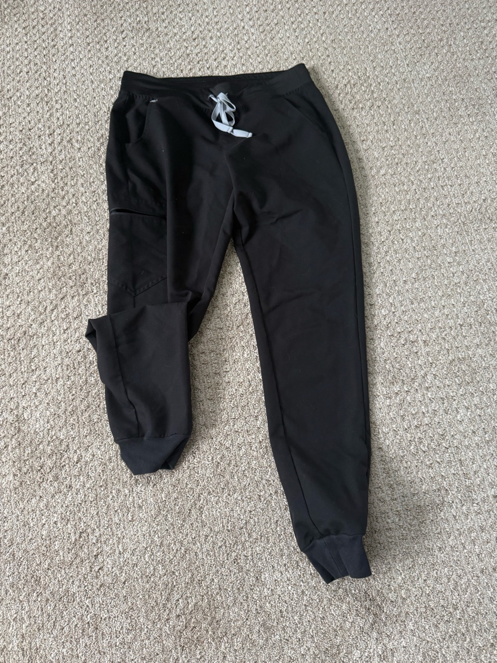 Figs Women's Black Jogger Scrub Pants with Gray Drawstring